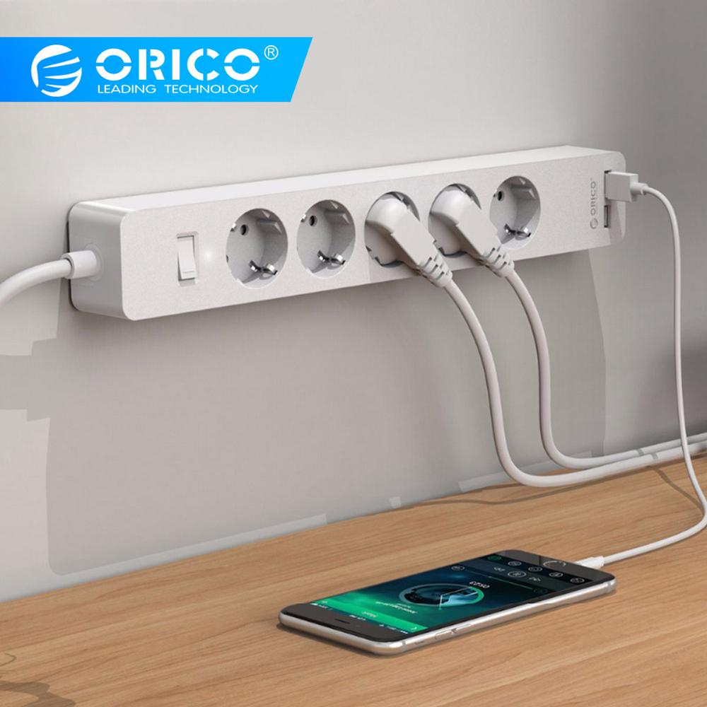 ORICO USB Power Strip Socket met 2 USB 2.4A Snelle Opladen Standaard Extension Socket Plug Power Strip Home Elektronica Adapter