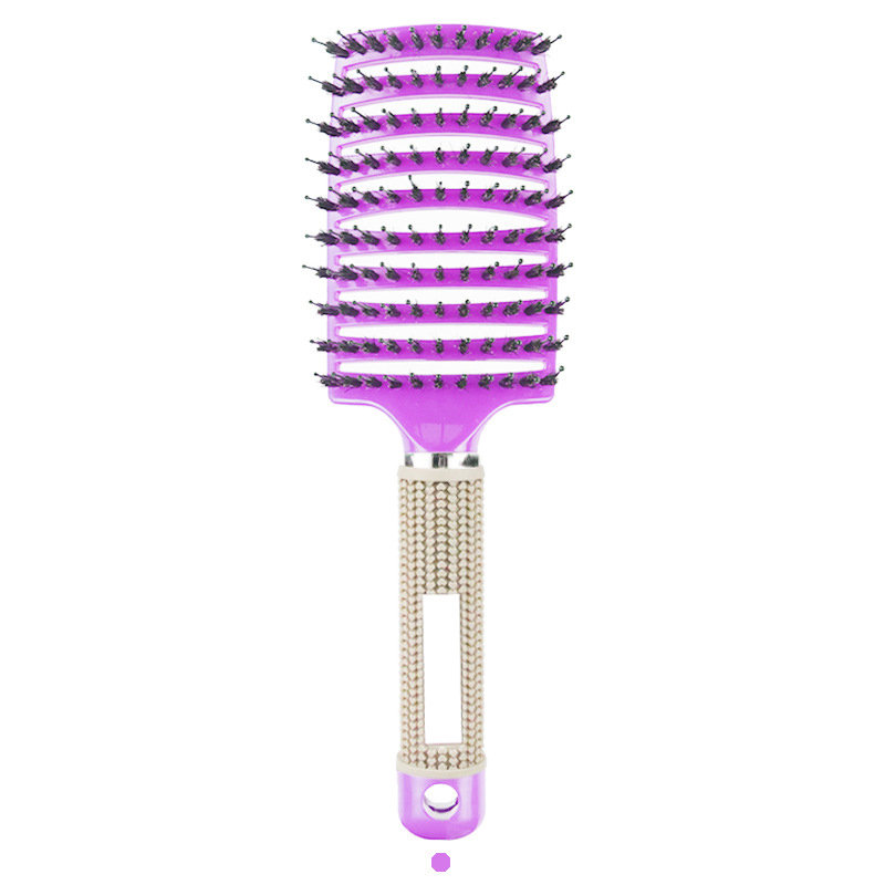 Peigne de Massage du cuir chevelu, brosse à cheveux en poils et en Nylon, brosse à cheveux démêlante humide et bouclée, outils de coiffure pour Salon de coiffure pour femmes: Violet