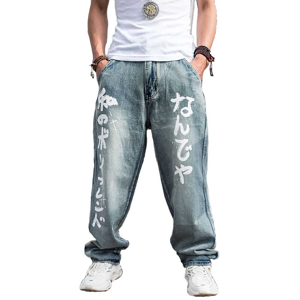 Jean sarouel pour hommes, pantalon en Denim décontracté, imprimé, ample, Baggy, Streetwear, hip hop