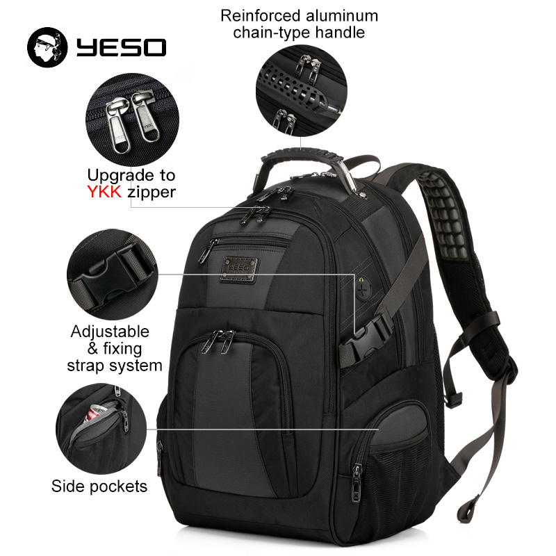 YESO-mochila para ordenador portátil de gran capacidad para hombre, morral multifunción impermeable de 15,6 pulgadas para adolescentes, mochila de viaje informal de negocios