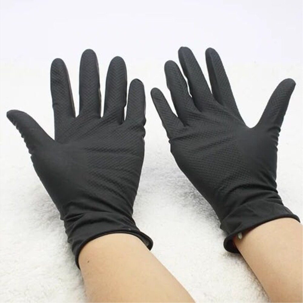 Guantes de goma gruesa para peluquería, manoplas antideslizantes duraderas, accesorios para peluquero, herramientas de estilismo, color negro, 1 par