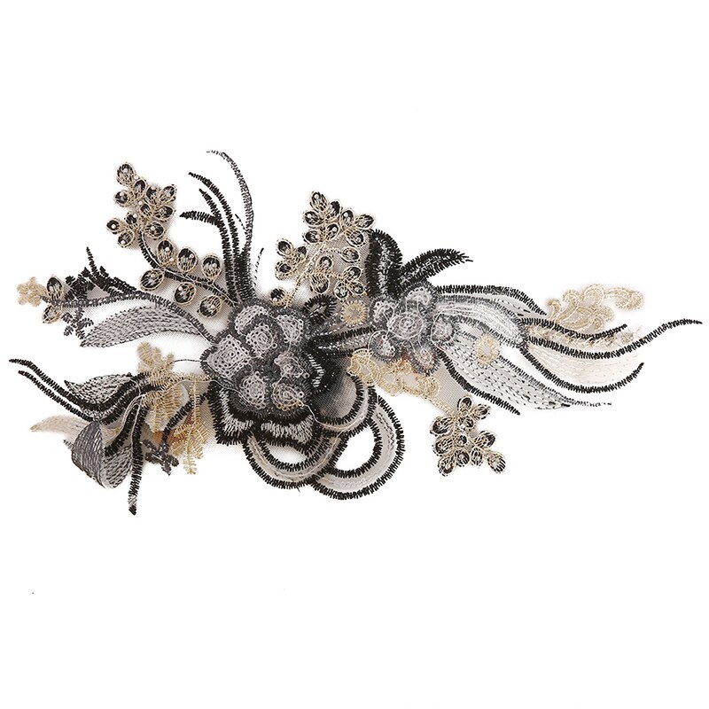 Broderie de col en dentelle perlée, application de Venise, paillettes 3D, garniture de couture, dentelle, tissu, accessoires pour vêtements, bricolage,