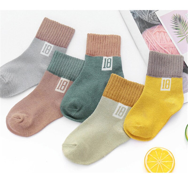 Enfants Sport chaussettes tricoté coton bébé garçons chaussettes pour enfant en bas âge enfants Tube chaussettes pour filles enfants école chaussettes 5 paires/ensemble