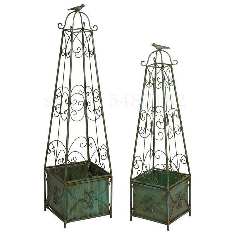 European-style wrought iron bird cage flower stand floor climbing rattan flower pot balcony courtyard outdoor clematis