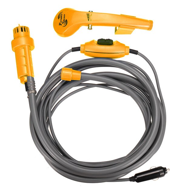 12V Shower Kit Portable Shower Pump Travel Camping Pet Dog Car Shower Washer Electric Pump Outdoor Hiking Kit Flower watering: Yellow