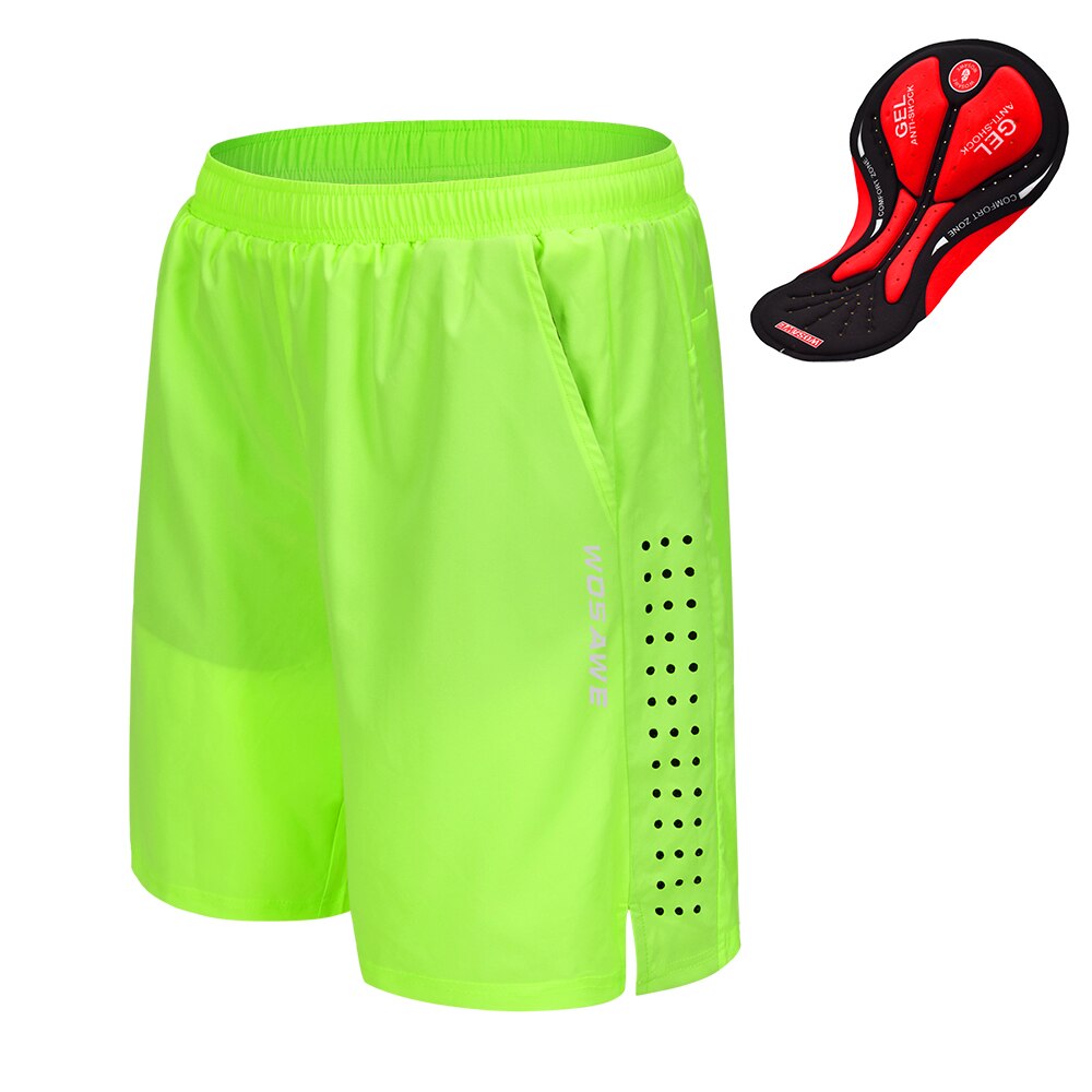 Mannen Fiets Korte Met 3D Gel Padding En Mesh Voering Ademend Snel Droog Loose-Fit Fiets Shorts Fietsen Running zomer Shorts: Green / Xxl