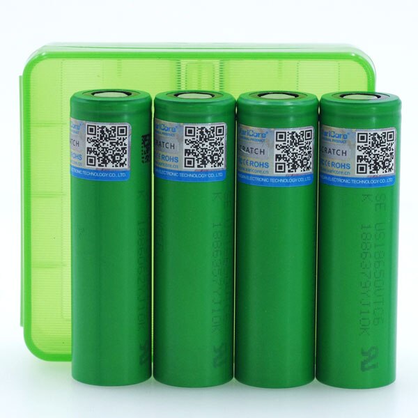 4 STKS VariCore VTC6 3.7 V 3000 mAh 18650 Li 30A Ontlading voor Sony US18650VTC6 batterijen + 18650 Batterij opbergdoos: Green box