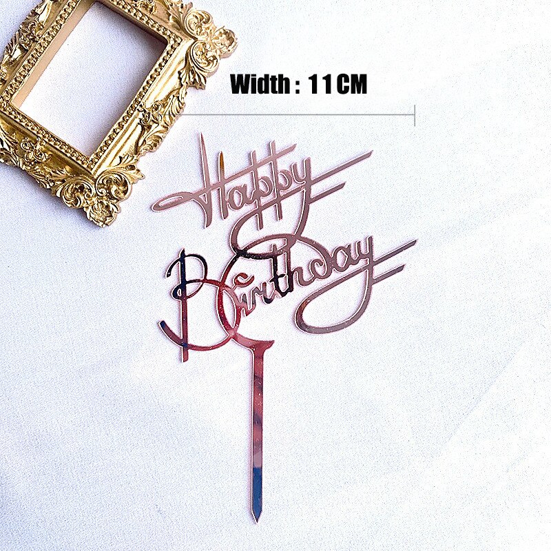 New1PC Happy Birthday Acrylic Letter Cake Topper Baking Cake Insert Decorating Supplies Birthday Party Cake Decorations Supplies