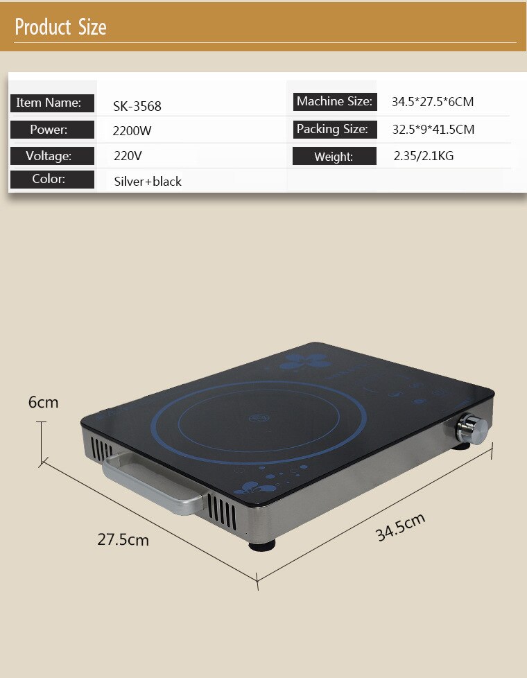 Usine européenne directe induction cuisinière ménage marmite cuisson électrique cooker220-240V