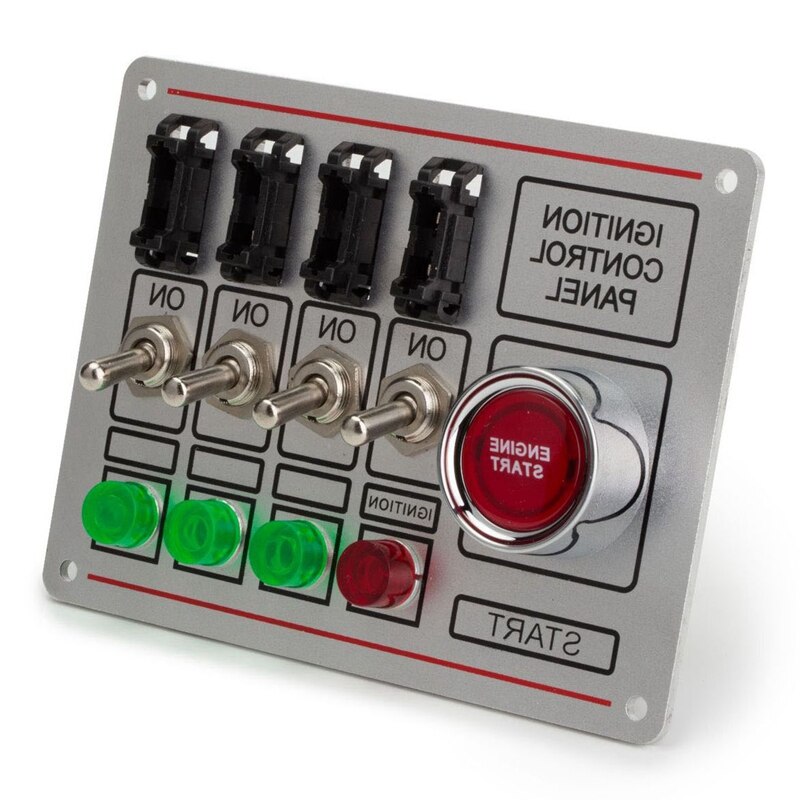 Interruptor de encendido del Panel del coche, interruptor de apagado rápido, botón de arranque del motor con 4 interruptores fundidos, 4 indicadores para carreras