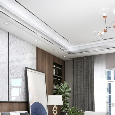 Decoración de techo de papel de aluminio dorado, pegatinas para huecos de azulejos, decoración de techo suspendida para sala de estar, cinta autoadhesiva DIY deco: sliver / 2cmx50m