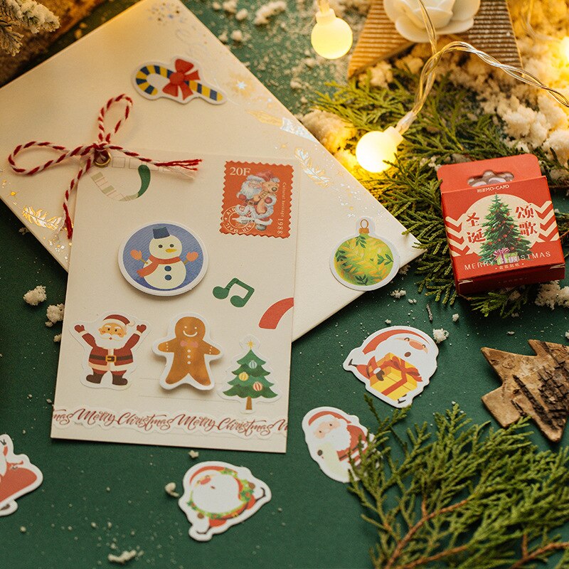 45pcs/pack Kawaii Paper Sticker Set Cute Decorative Stickers Christmas Tree Santa DIY Label for Art Craft Scrapbooking Album