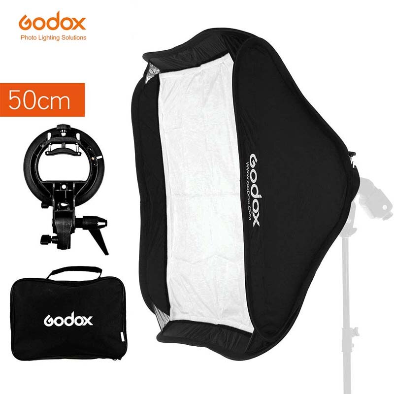 Godox 50X50Cm 20 &quot;* 20&quot; Softbox Diffuser + S-Type Bracket Bowens Houder Voor studio Foto Speedlite Flash Light