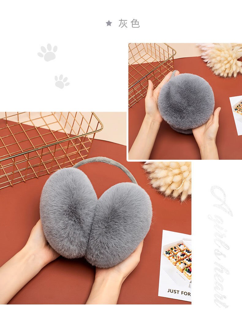 femelle en peluche adulte oreille cache-oreille hiver oreille muff mignon en peluche oreille muff: Gris
