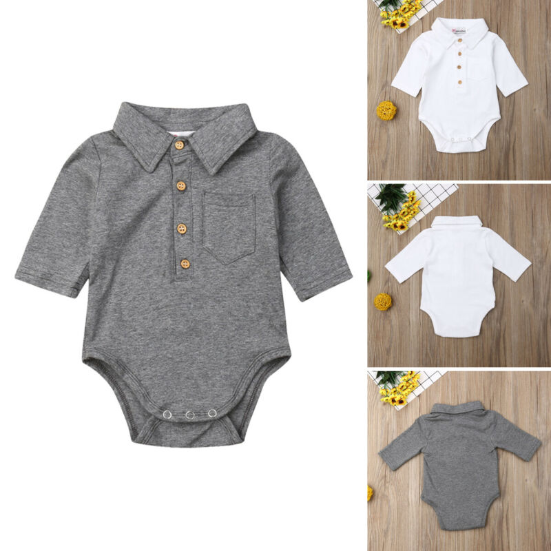 Schattige babykleding voor jongens, formele katoenen bodysuit, halflange mouwen, overhemden met knoopjes, zomerse peuter- en kleuteroutfits, 1-2y
