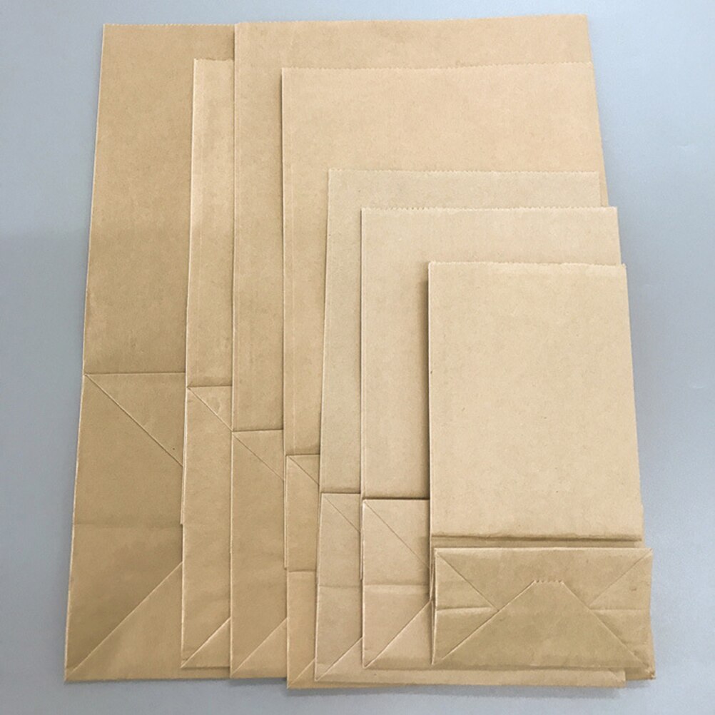 100pcs Kraft Paper Wrap Bag Open Top Eco friendly Lunch Bread Food Snacks Shopping Bag Pouch Packaging Bag