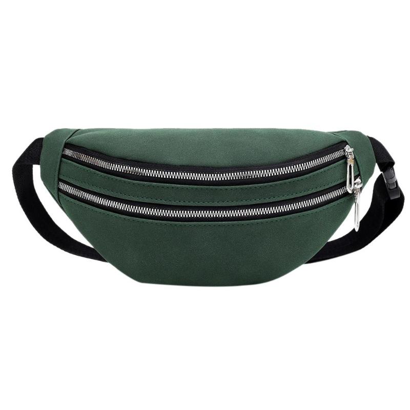 Brand Women Double Zippers Suede Waist Fanny Pack Belt Bag Waterproof Chest Pouch Travel Hip Bum Bag Lady Phone Pouch Bolsas: Green