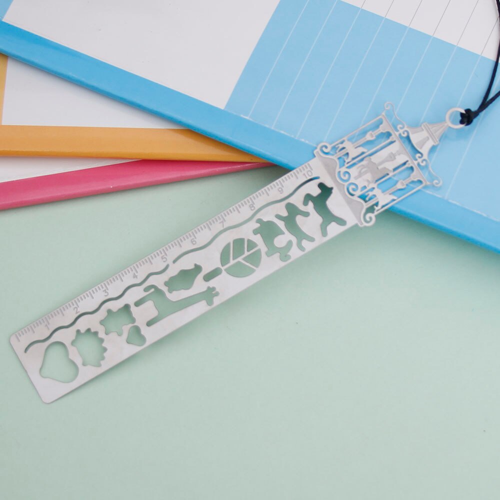 Marcapáginas de Metal hueca de jaula de pájaro creativa caballo, regla de manualidades, útiles escolares para estudiantes,