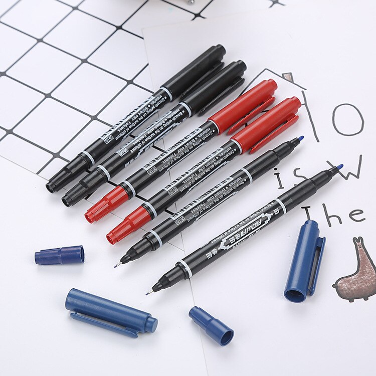 10 Pcs Waterbasis Markeerstift Creatieve Kantoor Accessoires Schilderen Haak Lijn Markering Pen Drie Kleuren Briefpapier Voor School
