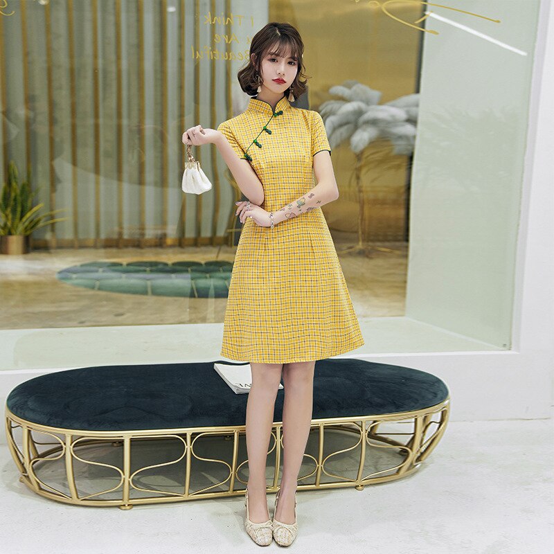 Ropa China de seda para mujer, Cheongsam de estilo chino, vestido tradicional diario, Qipao de seda satinada