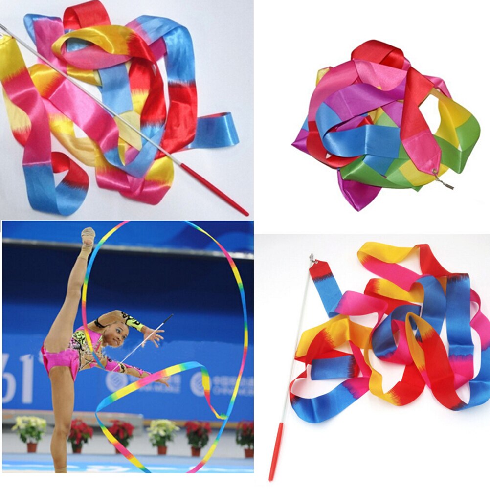 1/2/4M Danza Del Nastro Palestra di Ginnastica Ritmica Art Ginnastica Ballet Streamer Twirling Rod All'aperto Giochi di Sport per I Bambini Giocattoli