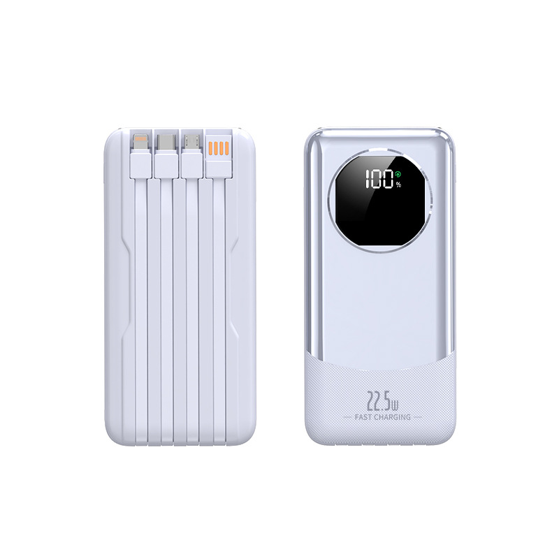 22.5w snelladende powerbanks van 20000 mah met 4 ingebouwde kabels, grote capaciteit, lichtgewicht, draagbare, mobiele stroomvoorziening