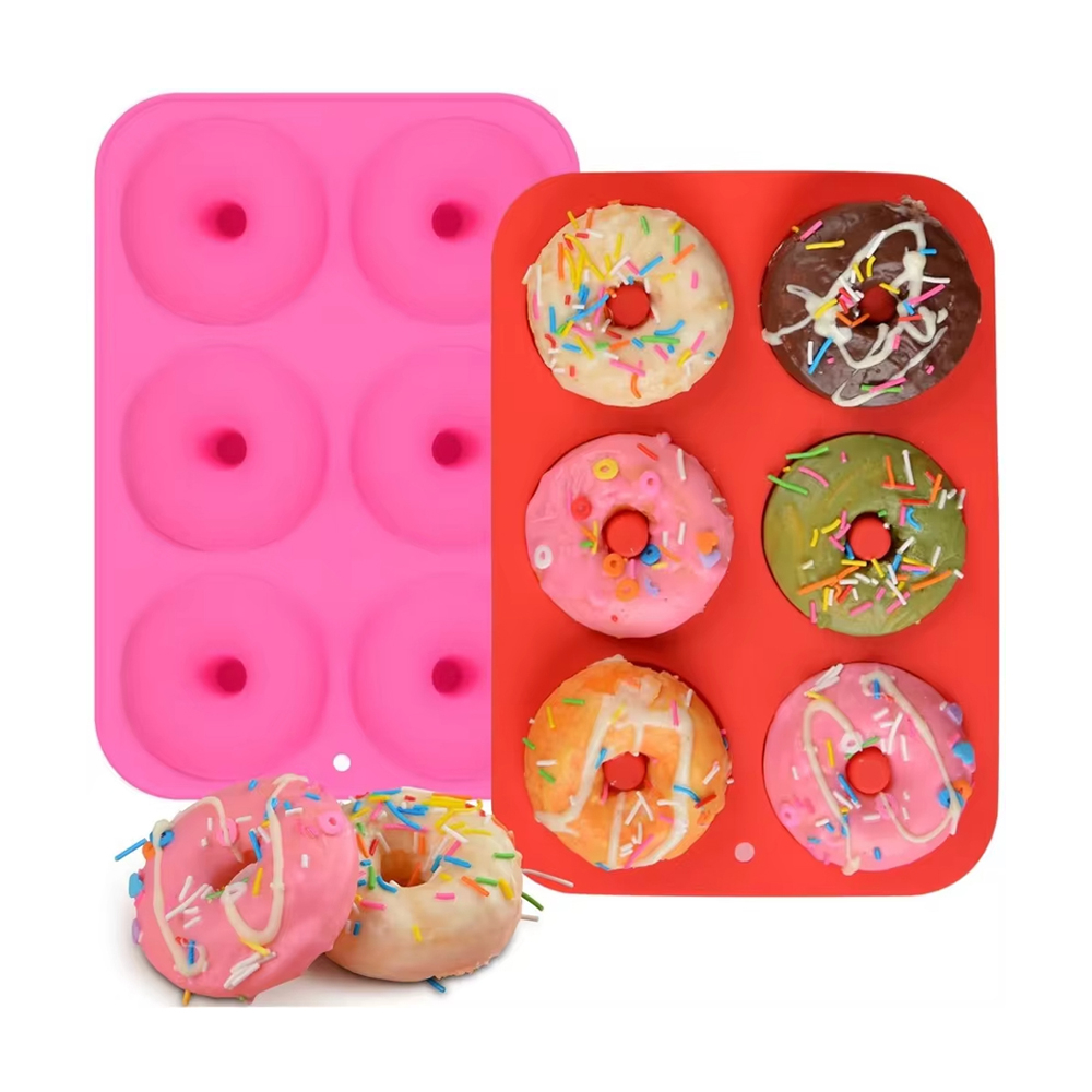 6 Holes Silicone Donut Mold Bagel Pan Non Stick Baking Heat Resistance Mini Cupcake Mould Doughnut Maker Pan Baking Tool: army green