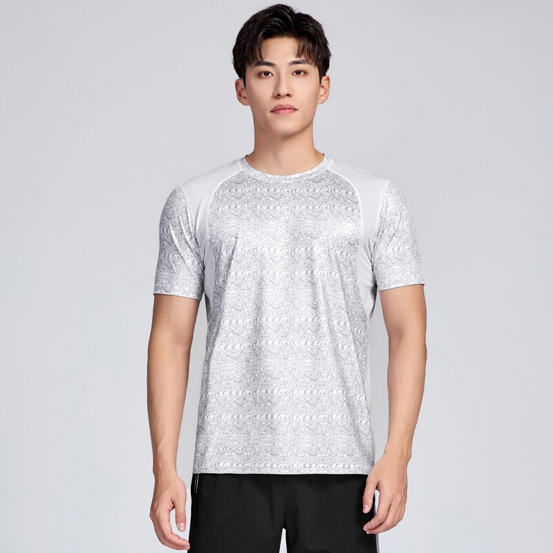 Maglietta da uomo ad asciugatura rapida Running Yoga traspirante manica corta stampa moda allenamento elastico Top casual sport palestra camicia da basket: white / XL