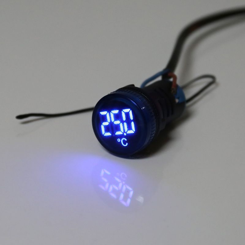 22mm AC 50-380V Thermometer Indicator Light LED Digital Display Temperature Measuring Induction Ranging -20-119℃