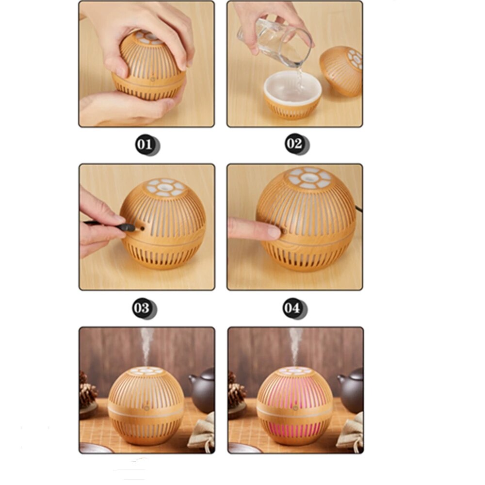 Mini Wood Aromatherapy Diffuser Ultrasonic Nano Spray Air Humidifier Aroma Essential Oil Diffuser Cool Mist Maker