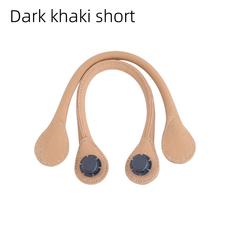 Tanqu lange korte ronde effenkleurige canvas stoffen handgreep voor obag classic mini o bag dames #39: Donker kaki kort