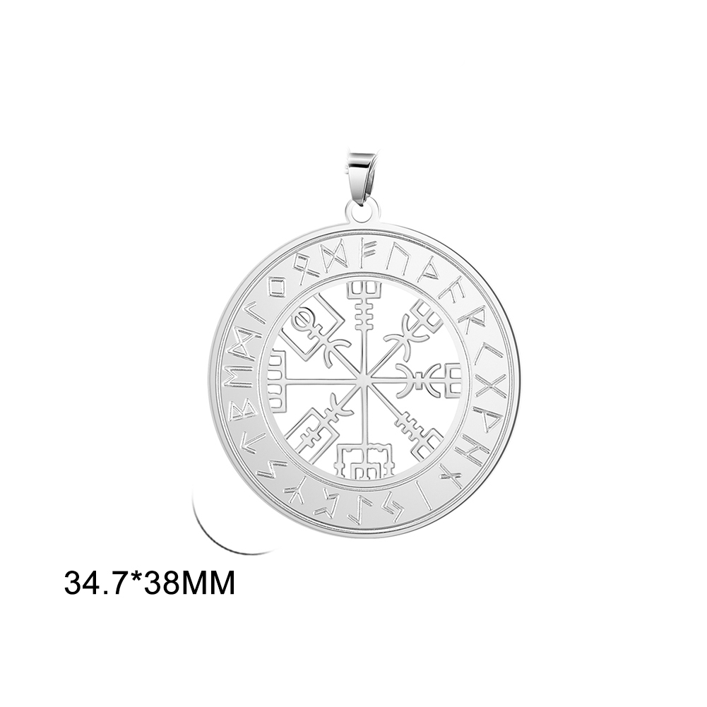 Dawapara Viking Compass Vegvisir Pendant Crescent Amulet Runes Circle Stainless Steel Charms for Jewelry Making Nordic: Pure Gold Color