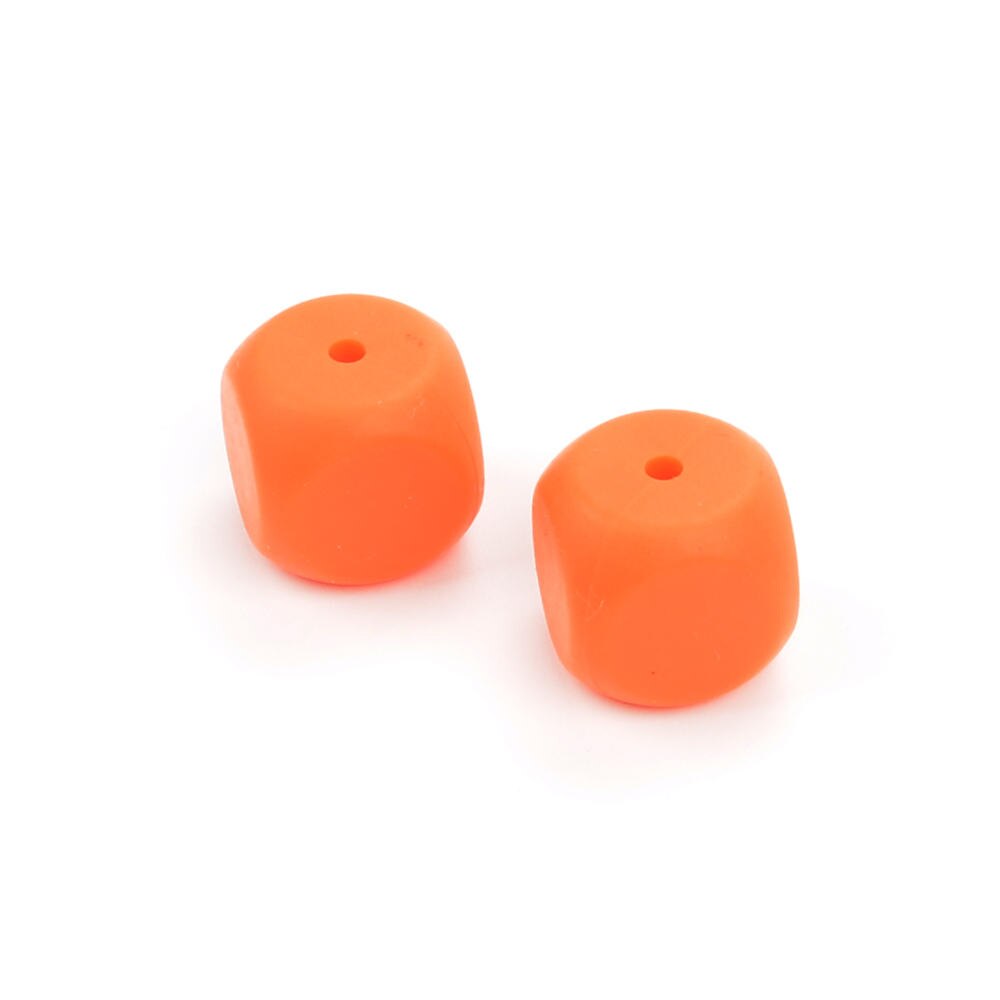 LOFCA-Cuentas sueltas de silicona para dentición de bebé, mordedor de silicón, joyería para masticar, collar sin BPA, 10 Uds.: orange