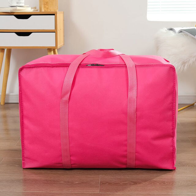 Organizador de colchas en 4 colores para dormitorio, bolsa de almacenamiento de ropa en movimiento, armario grande, camiseta, abrigo, pantalones, estuche de acabado a prueba de agua: Rose red / L-75x53x30cm