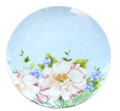Blauw En Roze Bloemen Servies Set Servies Bone China 10.5 Inch Diner Plaat 8 Inch Salade 6 Inch Dessert plaat Schotel: C / 8 inches