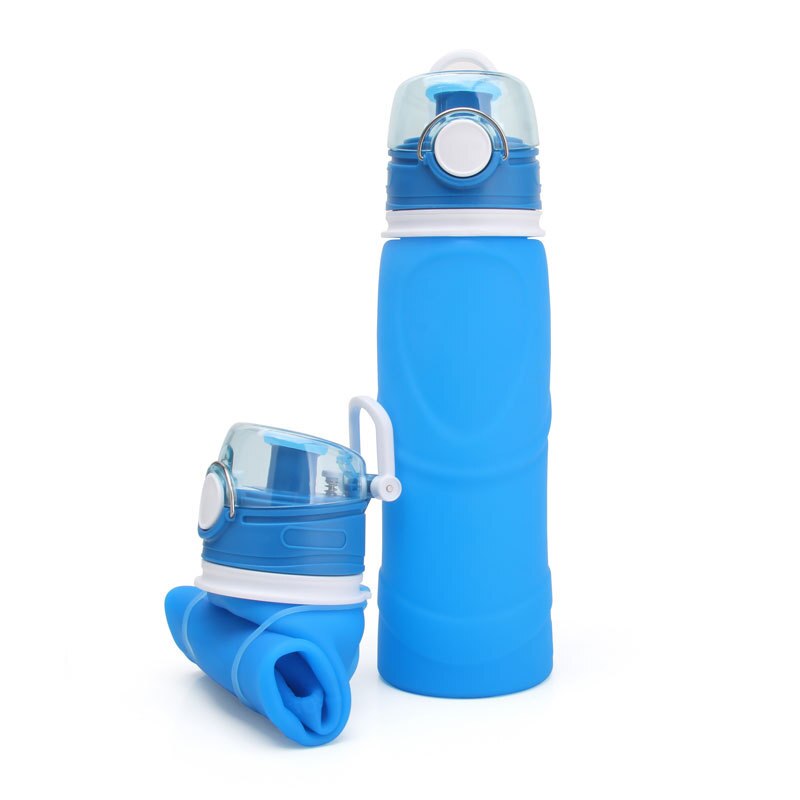 Bpa Gratis Draagbare Siliconen Sport Squeeze Water Flessen Inklapbare Opvouwbare Herbruikbare Fles Voor Water Reizen Fiets Fles: 750ml Blue