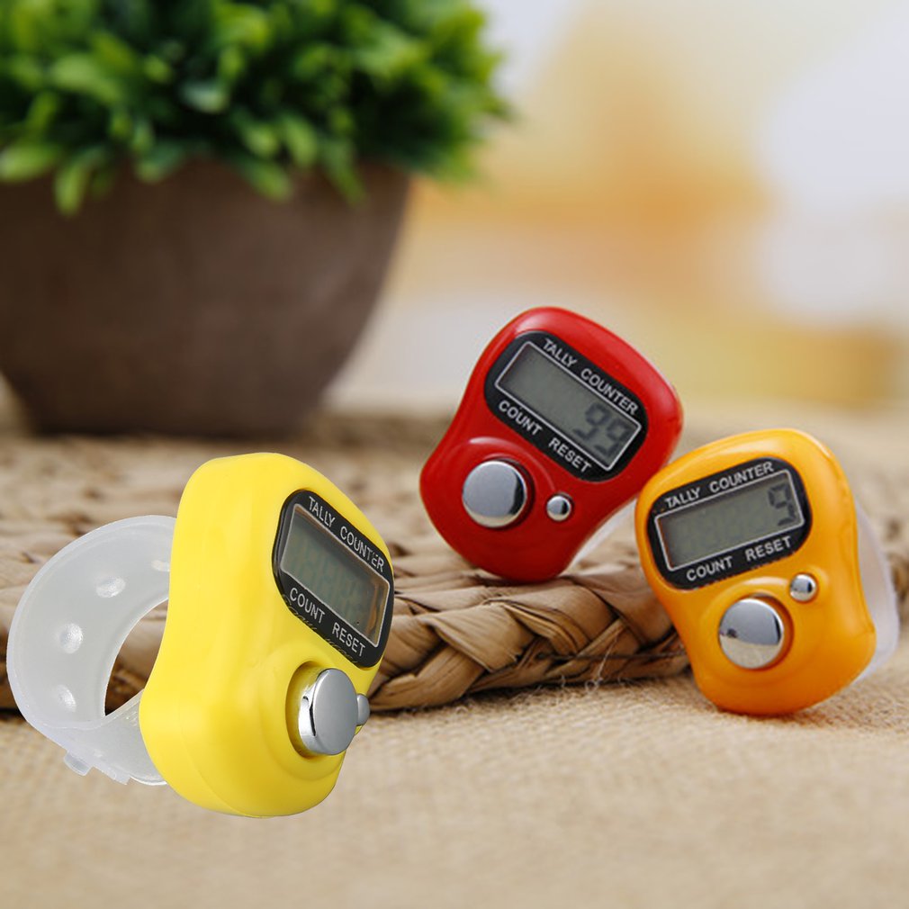 1pc Stitch Marker Row Counter LCD Electronic Digit Finger Ring Digital Tally Counter Clicker Timer