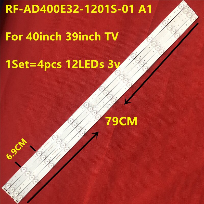 4 Pieces/lot LCD TV backlight strip 40 inches 39 inches RF-AD400E32-1201S-01 A1 12LED 79CM