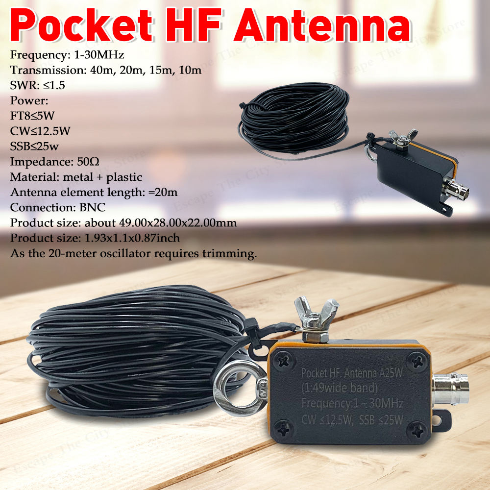 Shortwave Antenna 1-30MHz Frequency Band HF Shortwave Antenna CW SSB End Fed Half Antenna End Fed Radio Antenna with Storage Bag