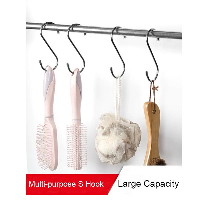 10Pcs S-Vorm Haak Keuken Reling Multifunctionele Reling S Hanger Haak Sluiting Houder Rvs Haken opknoping Opslag Gereedschap