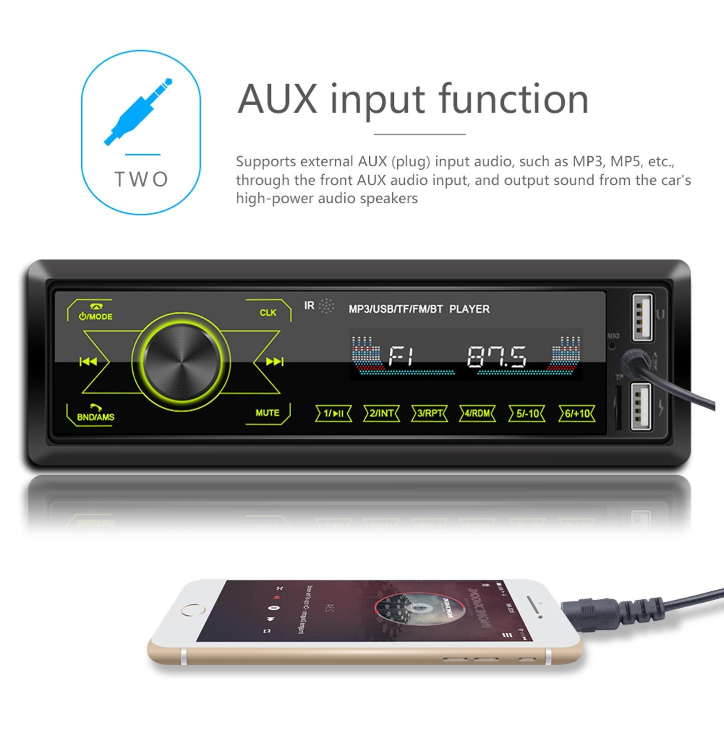 Amprime 1 Din Auto Radio Multimedia Speler Bluetooth Autoradio 1din Auto Stereo 12V Touch Screen Auto Radio Stereo Afstandsbediening controle