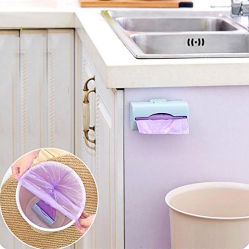 Wall Mount Container Holder Garbage Bag Dispenser Recycle Bag Storage Box Plastic Kitchen Grocery Bins Organizer Housekeeping
