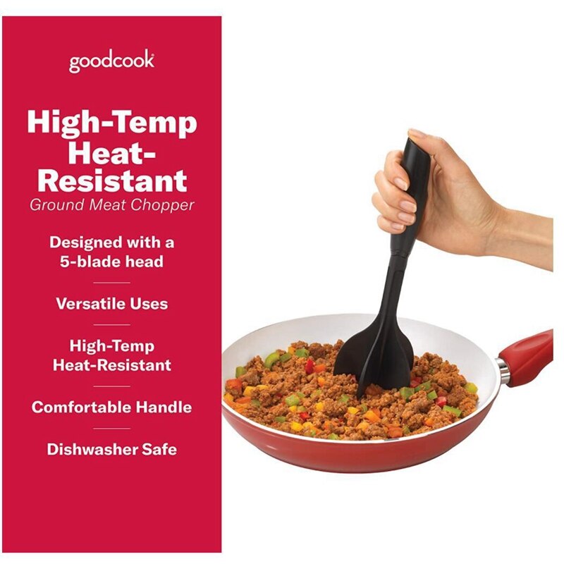 Tritatutto, schiacciapatate, schiacciapatate resistente al calore per Hamburger, tritare e mescolare lo schiacciapatate: nero