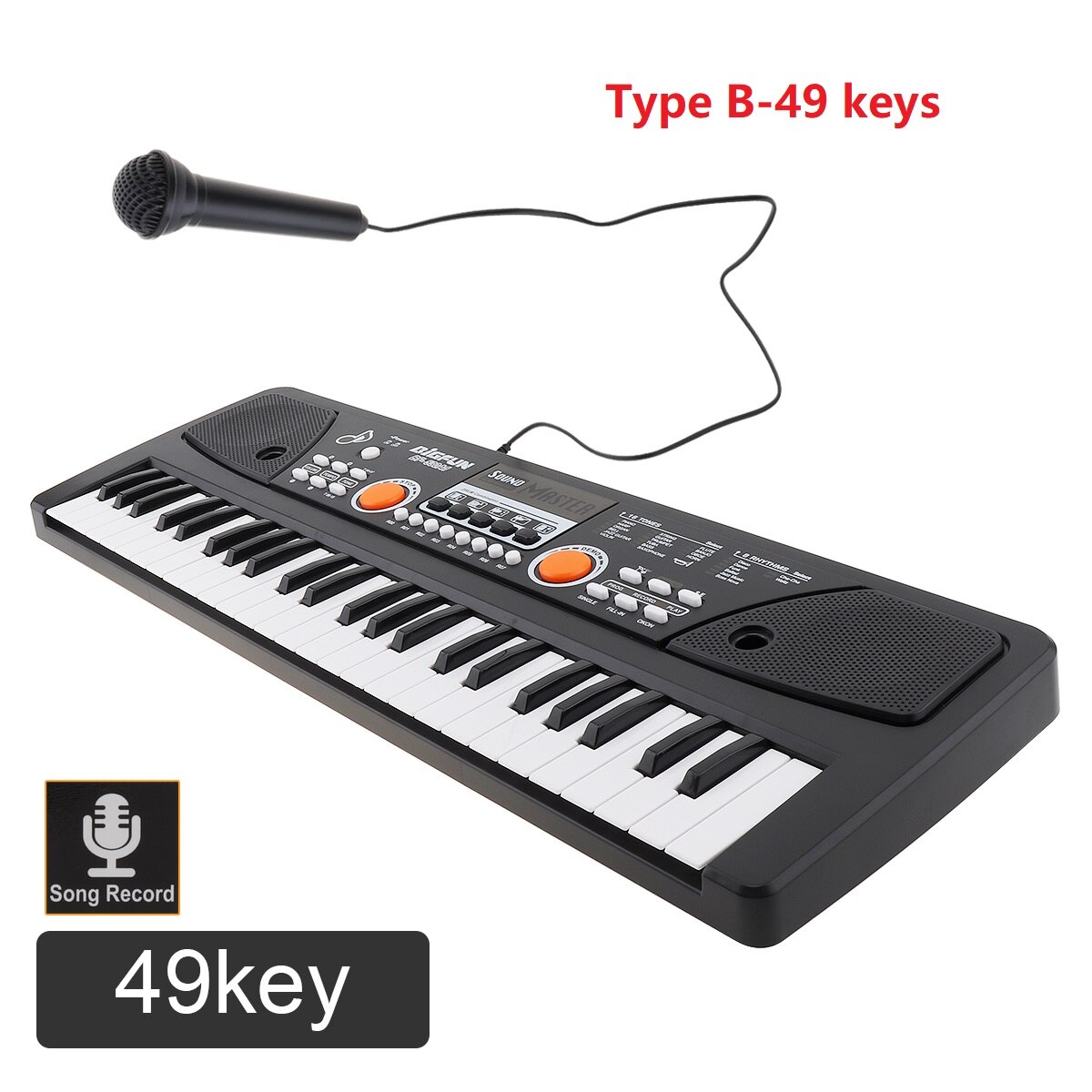 49 / 61 Keys Electronic Keyboard Piano Digital Music Key Board with Microphone Children Musical Enlightenment: light yellow