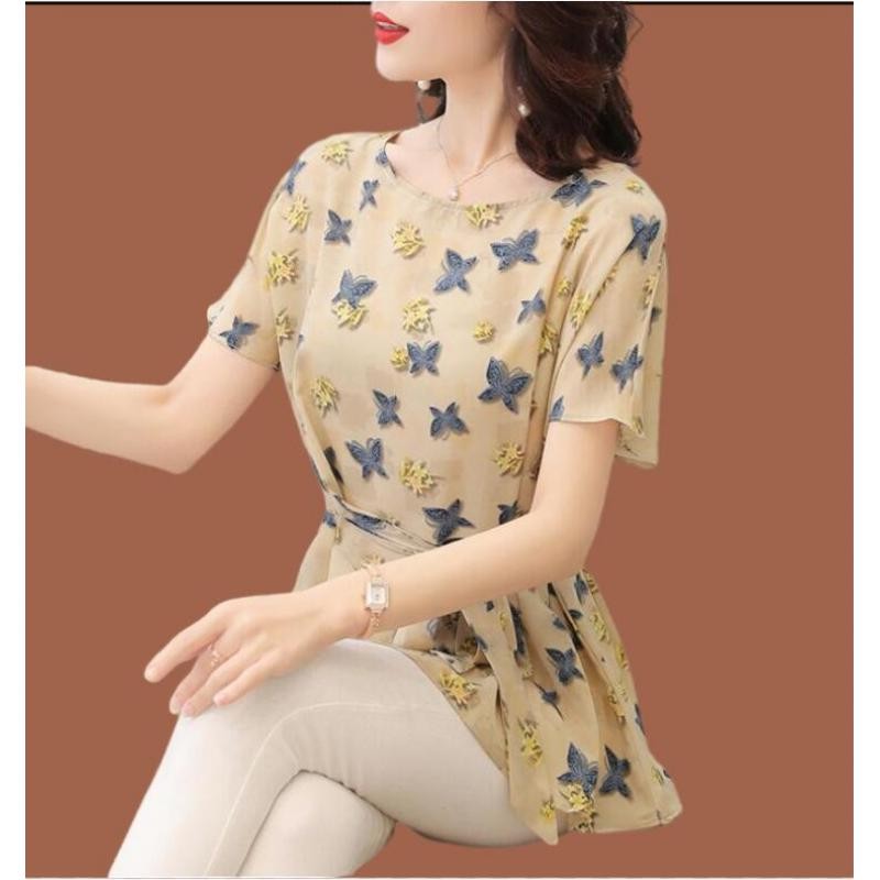 S -4xl löst sittande kläder kvinnor sommar kontorsdam fluga skjortor casual retro vintage blommigt tryck peplum toppar blusar