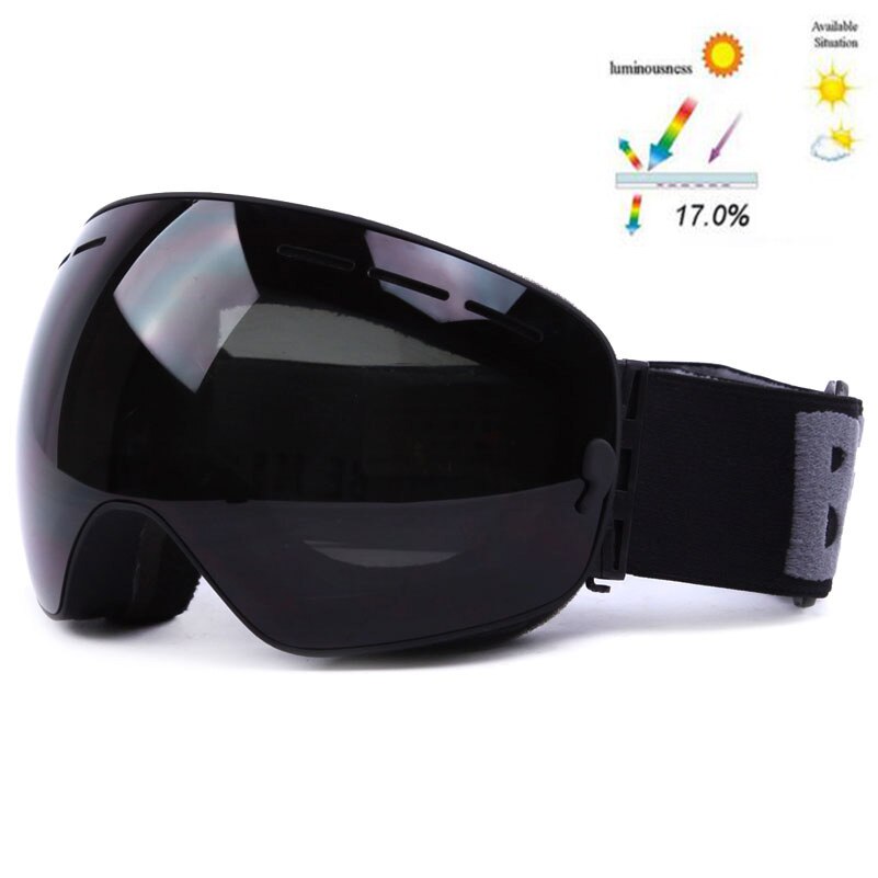 GOG-3100 Doppel schichten UV400 Anti-nebel polarisierte Ski brille für männer frauen große Ski maske gläser für skifahren Helm schnee snowboard: Schwarz