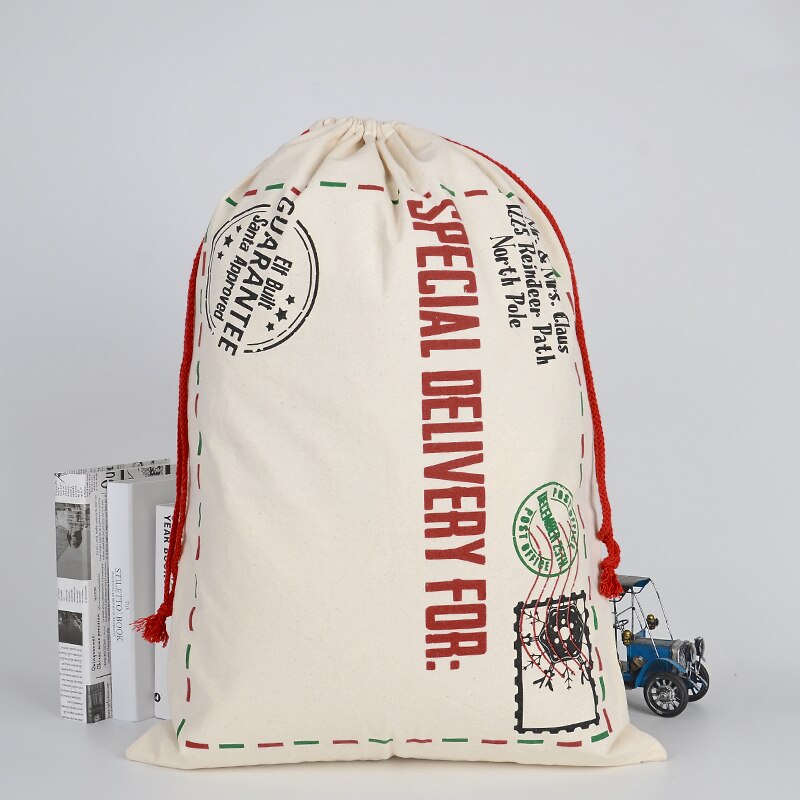 Bolsa de de Navidad, cordón de saco de Santa Claus, bolsa de algodón para almacenamiento de dulces, grande, Reino Unido