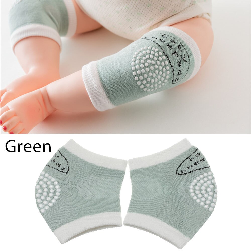 Un par de calcetines transpirables de seguridad para niños que gatean, almohadillas de seguridad para bebés, calentadores de piernas para bebés, calcetines transpirables antideslizantes para gatear: B-Green