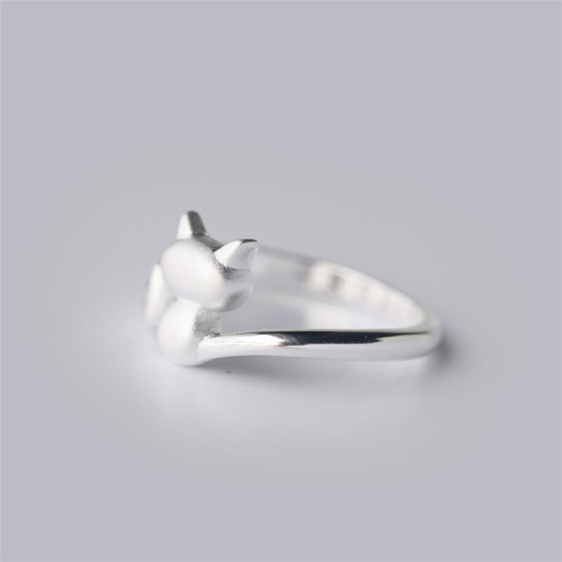 Mini Kat 925 Sterling Zilver Temperament Persoonlijkheid Tekening Korea Zoete Vrouwelijke Resizable Opening Ringen SRI081