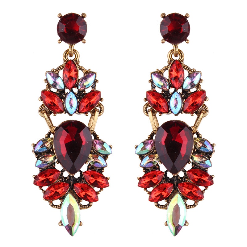 MYDANER Crystal Rhinestones Long Dangle Earrings Trendy Big Statement Tassel Pendant Earrings for Women Weddings Jewelry